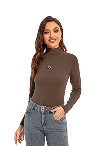 Image of Womens Long Sleeve Turtleneck T-Shirts Casual Lightweight Slim Fit Cozy Base Layer Top
