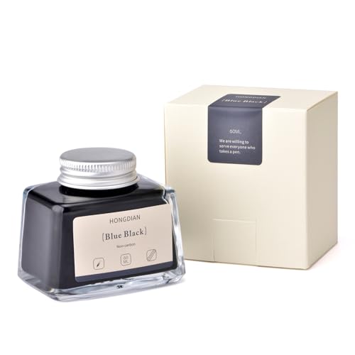 Image of Hongdian Fountain Pen Bottled Ink Blue Black Color, 60ml Non Carbon Inkwell Bottle, Artist Calligraphy Ink