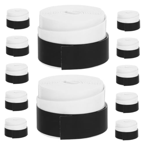 Mikikit 12pcs Tennis Racket Grip Tape Rebound Boosting Design Flat Mesh for Stability Badminton Racket Grip Tape Overgrip for Anti Slip Sweat Absorbent