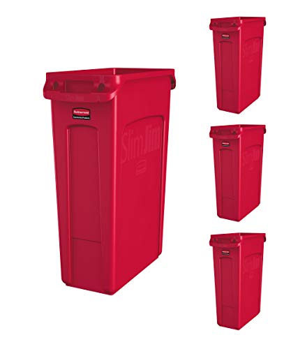 Caneca de Basura Rubbermaid Comercial Roja 23 Gal Pack 4