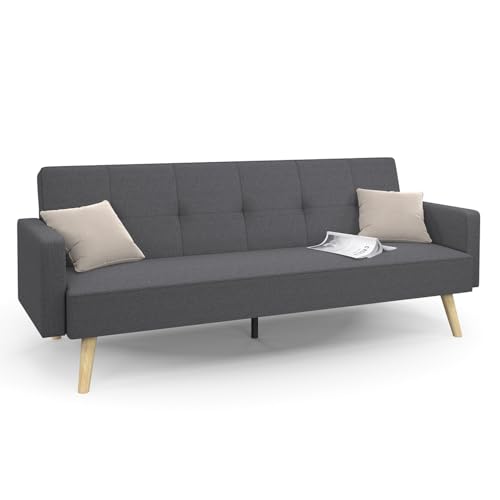 IDMarket - Canapé Droit scandinave 3 Places Convertible Lars Gris