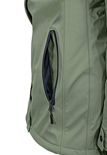 MADSea Damen Regenmantel Friesennerz mit Teddyfleece warm gefüttert Regenjacke wasserdicht, Farbe:oliv, Größe:44