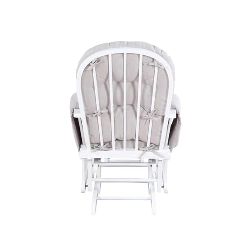 Image of Suite Bebe Mason Nursery Rocking Chair with Ottoman, Wooden Glider for Baby Nursing, Smooth Gliding Rocker, White and Woven Gray