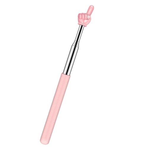 Retractable Teacher Pointer for Classroom Kids Reading, Dumero Extendable Finger Pointer Stick for School, Collapsible Finger Pointing Stick, Long Telescoping Hand Pointer, Pink