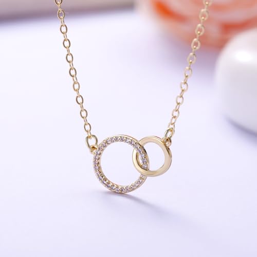Kvekstio Wedding Day Mother of the Bride/Groom Gift, Minimalist Interlocking Circles Pendant Necklace Jewelry Gift for Mother2