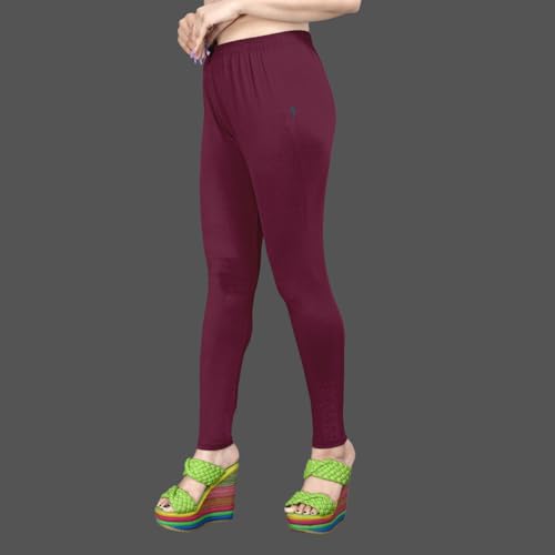 Image of Women's Solid Mid Rise Slim Fit Ankle Length Leggings - Comfortable and Stylish Yoga Pants for Workout, Running and Everyday Wear