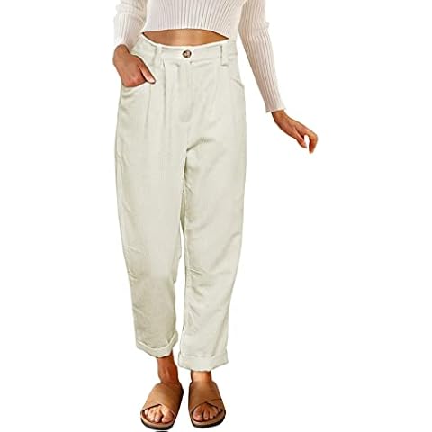 GADSUVI Women Corduroy Flare Pants Elastic Waist Bell Bottom Trousers Cover