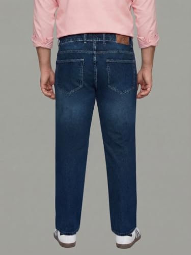 Image of Urbano Plus Men's Relaxed Fit Washed Denim Jeans Non-Stretchable