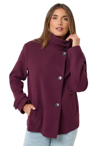 Image of Long Tall Sally - Lts Tall Burgundy Red Funnel Neck Jacket - Women's