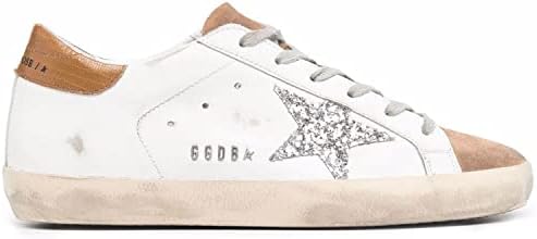 Golden Goose Super-Star Leather Upper Suede Star Glitter Heel Tejus Print Leather Heel Metal Lettering Womens Sneakers - 37 White