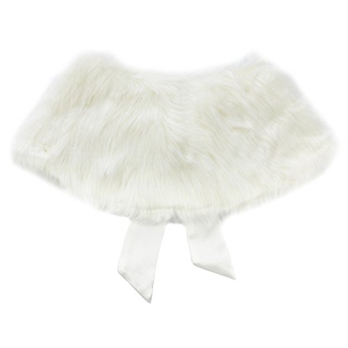 MSemis Girls Princess Faux Fur Flower Bolero Shoulder Cape Bridesmaid Party Shawl Stole
