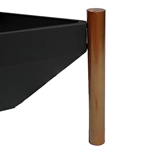 Sunnydaze 31-Inch Steel Wood-Burning Triangle Fire Pit/Side Table - Log Grate, Poker And Spark Screen - Copper Finish #TOP4