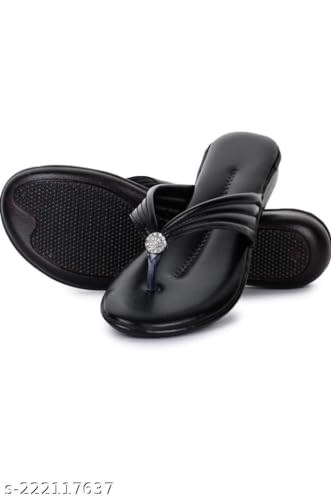 Image of Km Footwear Flat Slipper Sandals for Women Girls Casual Simple and Attractive Flats for Ladies with Padded Bottom