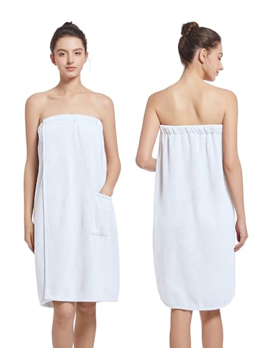 Image of Women'S Soft Wrap Towel Full Length,Bath Robe After Shower Female Plush Long,Spa Bathrobes Lightweight With Pockets