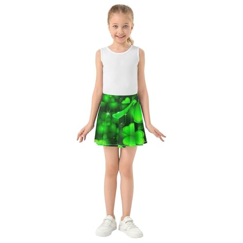 Glowing Green Shamrocks Clovers Highlights Athletic Shorts Girls Toddler Tennis Skirts Toddler Butterfly Skirt 3t3