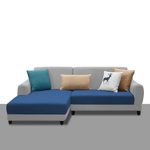 Image of Kraven LHS 4 Seater L Shape Sofa Set for Living Room (Blue Grey Fabric) Premium Fabric Sofa