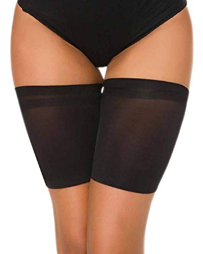 Tuopuda 1 par Bandas de Muslo Bandas Elásticas Ejercicio Anti Rozaduras para Hombre y Mujer: Previene las Rozaduras Mujeres Bandas Antirozaduras Muslos (B: después de estirar 55cm, negro)