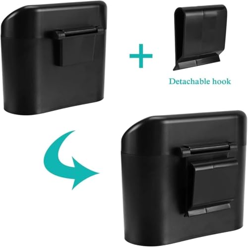 Image of Car Trash Bin with Lid Hanging Back Clip Mini Garbage Container for Car Interior, Push Button Clamshell Dustbin for Door Panel Seat Back Storage with Detachable Hook