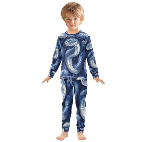 Pajama Sets Long Sleeve Blue Snake Watercolor Soft Comfy Sleepwear 2 Piece PJS 3-8T2