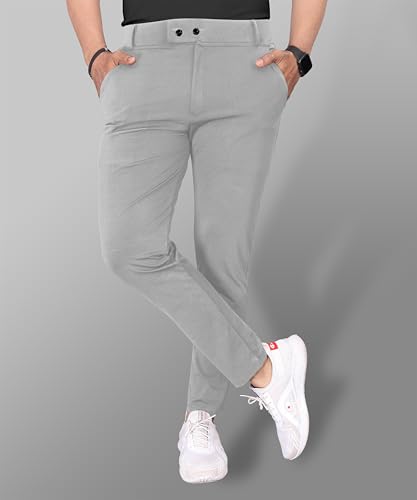 Mehrang Men's Stretchable Stretchable Formal Pant Trousers | Stylish Slim Fit Men's Wear Trousers for Office or Party | Polycotton Knitted Fabric