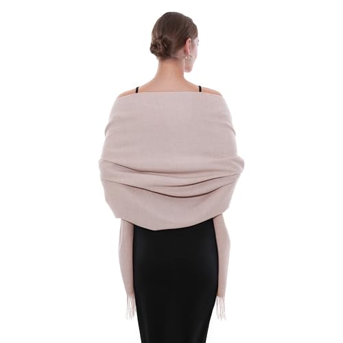 SWAT PANY Schal Beige Pashmina Schals Tücher für Damen Winterschal Stola Damen Festlich Warm