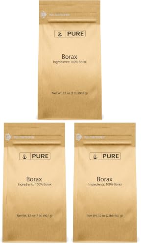 Image of PURE ORIGINAL INGREDIENTS Borax Powder (2 lb) Sodium Borate, Multipurpose Cleaning Agent, Ideal Slime Ingredient (Pack of 3)