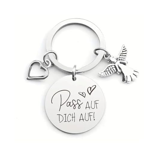 SpetngSake Personalisiert Schutzengel Schlüsselanhänger,Metall-Anhänger Schlüsselanhänger Pass auf Dich auf,Schutzengel Auto Geschenk,für Freund Vatertag Muttertag