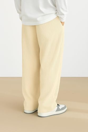 Image of INKKR Men's Polyester Causal Lightweight Elastic Waist with Drawstring Comfortable Loose Fit Trouser Pant
