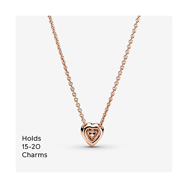 PANDORA Sparkling Heart Collier Necklace - Adjustable Jewelry with Lobster Clasp - Gift for Her - 14k Rose Gold & Cubic Zirconia - With Gift Box - 17.7" - Image 7