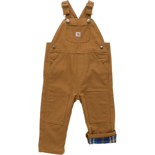 Carhartt Baby Boys' Washed Canvas Flannel Lined Bib Overalls