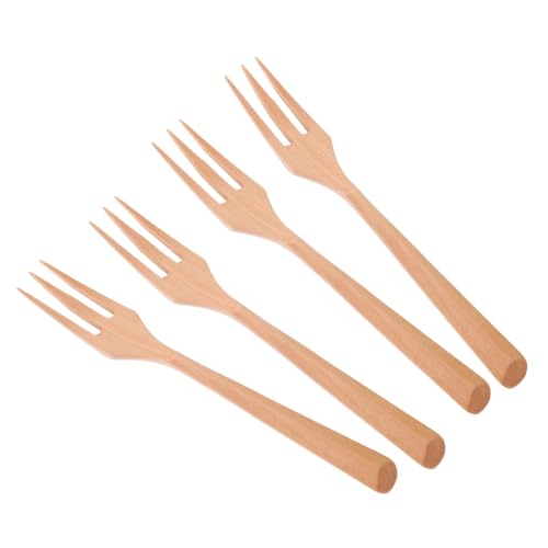 BRIGHTFUFU 4pcs Long Handle Wooden Salad Forks Lightweight Cooking Utensils for Salad Serving Spaghetti and Blending Safe Stylish and Practical Kitchen Tools