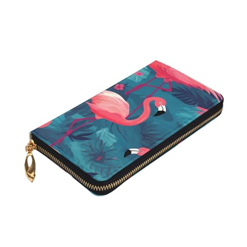 Pink Flamingo Prints Leather Long Clutch Wallet for Fashionable Girls and Women - Durable, Stylish, and Functional, Black, One Size3