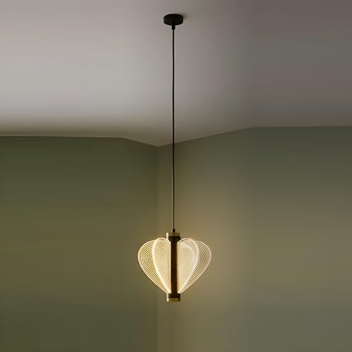 Image of Heart Wing Modern LED Pendant Light | Luxury Heart Wing Design Ceiling Hanging Lamp | 3 Color Modes | Black & Gold Finish Decorative Light for Living Room, Bedroom, Dining Room, Restaurant