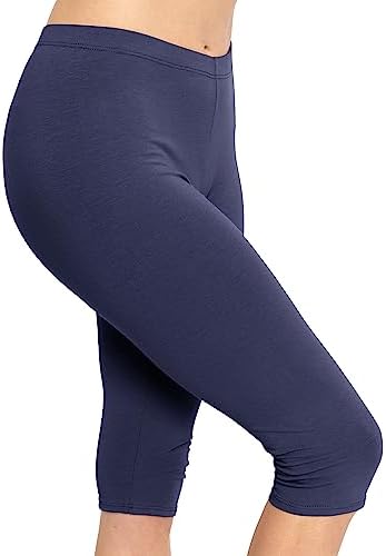 STRETCH IS COMFORT Women's Knee Length Leggings Navy Blue X-Large