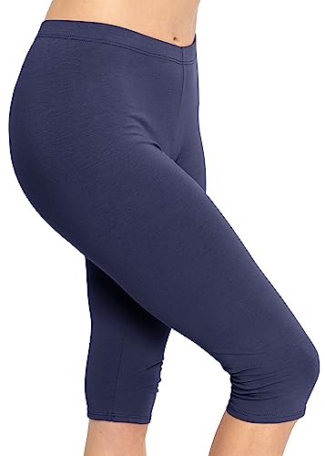 Image of STRETCH IS COMFORT Cotton Capri Leggings, Knee Length Pants, Plus Size