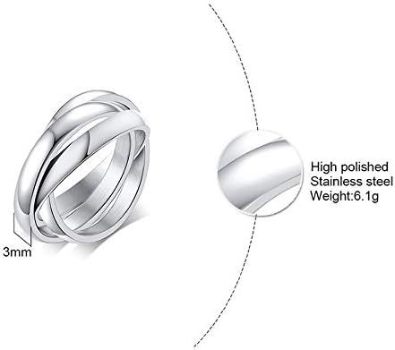 JAJAFOOK Women's Stainless Steel Gold-tone Silver-tone Rose-tone Triple Band Interlocked Rolling Ring - Image 2