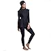 HaoFan Maillot de Bain Musulman Modeste - Ensemble de Burkini pour Femmes Ensemble de Pantalons Hijab Couverture Complte Schage Rapide elastique Beachwear Protection Solaire,S,Noir