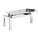 Universal, Mesa de Centro Elevable de Cristal Templado y Estructura Metálica, Acabado en Color Blanco, Medidas: 112 cm (Largo) x 50 cm (Ancho) x 44-57 cm (Alto)