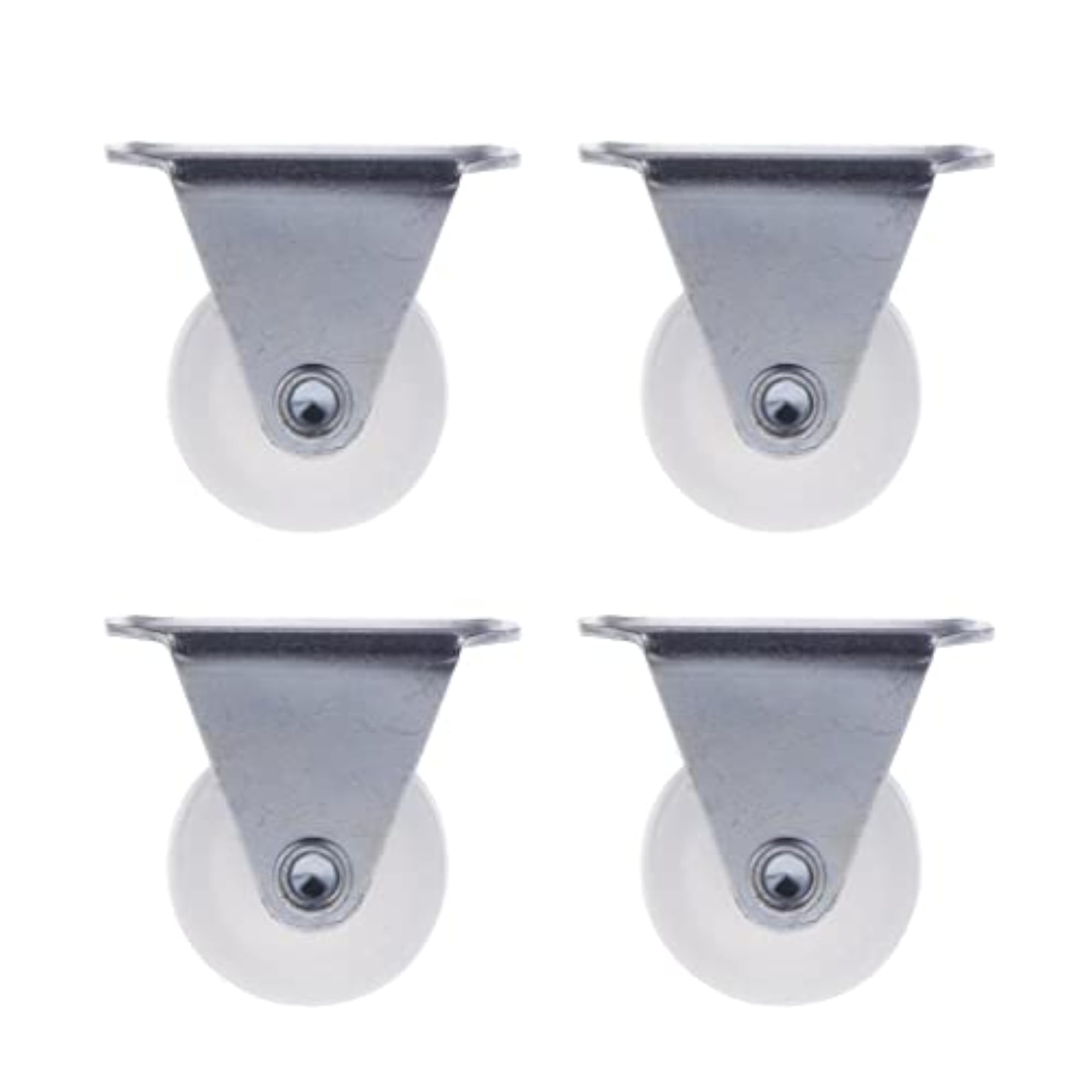 4PCS 1'' White PP Fixed Plate Caster Wheel, 10kg Capacity
