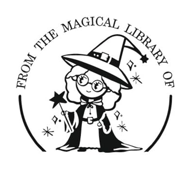 Image of Kunya Personalised Book Stamp with Your Name(3.5 cm Dia), customised for Stamping Books for Readers, Great Gift for booklovers, Kids, Teachers (Magical Libary)