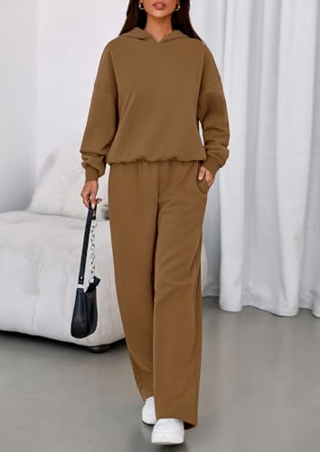 Image of PRETTYGARDEN Womens Sweatsuits 2 Piece Set 2026 Casual Winter Long Sleeve Hoodie Loose Wide Leg Sweatpants Fall Tracksuit