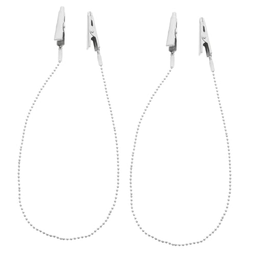 PRETYZOOM 2Pcs Bib Clips Napkin Chain Holder for Adults and Seniors Reusable Flexible Napkin Holder Clips for Office Use Silver Napkin Clips
