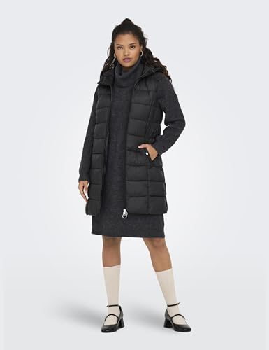 Chaleco acolchado con capucha mujer negro ropa de abrigo casual S 2