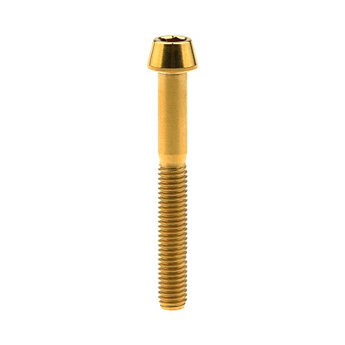 Image of Titanium Ti Bolt M5x9 16 18 20 25 30 35 40 45 50 55 60mm Tapered Head Screws Pack of 4 (M5x40mm, Gold)