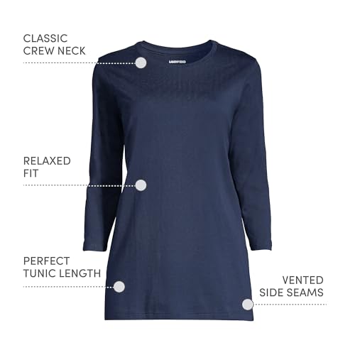 Image of Lands' End Women's 3 /4 Sleeve Supima Cotton Crewneck Tunic