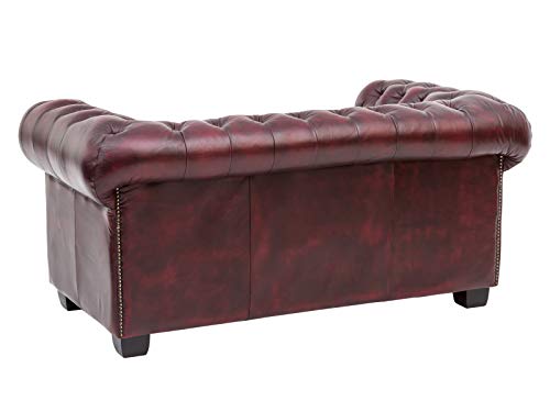Woodkings® Chesterfield Sofa 2-Sitzer Echtleder Couch Bürosofa Polstermöbel 2er antik Unikat Herrenzimmer englisches… – Bild 5