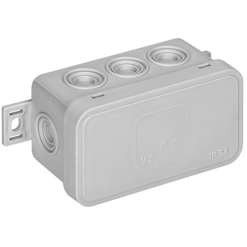 Miratic Scatola Derivazione Esterna IP54 Scatola Elettrica 80x45x41mm - 8 Pressacavi di Gomma Cassetta Elettrica Esterna Montaggio in Superficie (grigio)