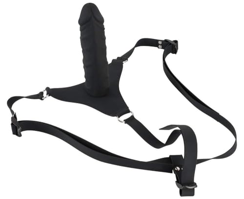 You2Toys Silicone Strap-On - Dildo mit verstellbarem Hüftgurt für Frauen und Paare, Stimulator mit Eichel und Äderung, schwarz