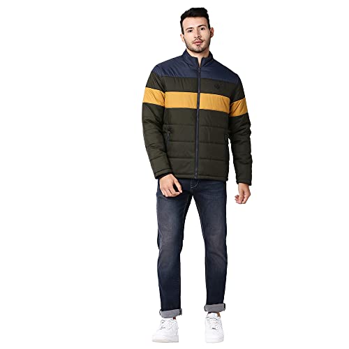 Image of Pepe Jeans Polyester Men's Colorblock Quilted Standard Length Jacket