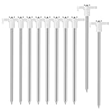 JBPZNJZZ Tent Stakes Heavy Duty Camping Stakes 7 inches (About 18 cm) 10 Pieces, Rust-Proof Metal Tent Nails Ground Stakes Camping Essentials, Tent Camping Accessories (White)